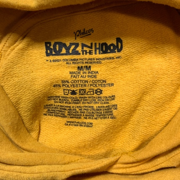 Philcos Boyz N The Hood B&W Impala Hoodie in Mustard Yellow Size M - Picture 3 of 3
